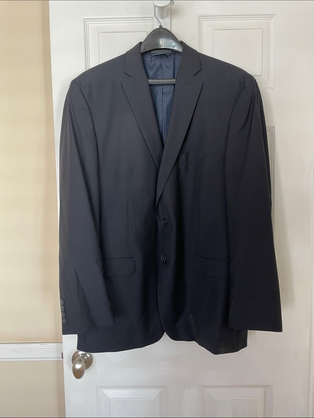 Men's Navy Pinstripe Two-Button Suit Jacket - Calvin Klein